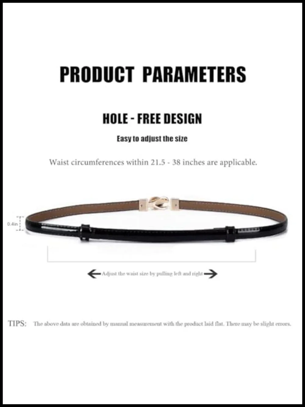 Patent Leather Skinny Belt with Gold Teardrop Buckle